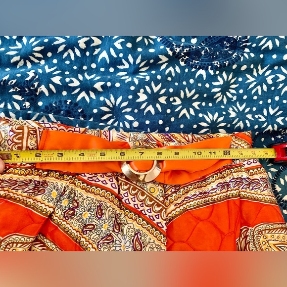 NWT! VTG 70s Maxi Skirt Attached Shorts Hot Pants Quilted Orange Psychedelic - Picture 9 of 14